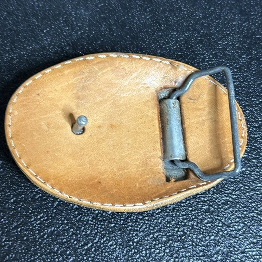 Vintage Moc Croc Leather Saddle Tan Interchangeable Western Buckle